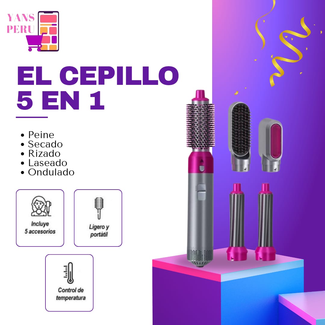 Cepillo Eléctrico Secador  de  Pelo 5 En 1